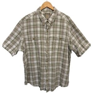 Duluth Trading Shirt Mens Hemp Organic Cotton Plaid‎ Short Sleeve Outdoors 2XL